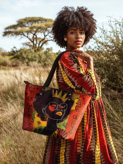 Afroyla "Aina" Flame Red Leather Tote Bag
