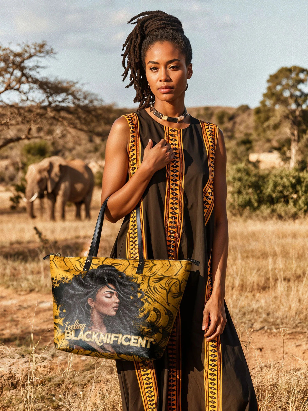 Afroyla "Blacknificent" Leather Tote Bag