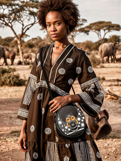 Afroyla "Fahari" Monochrome Circle Crossbody Bag