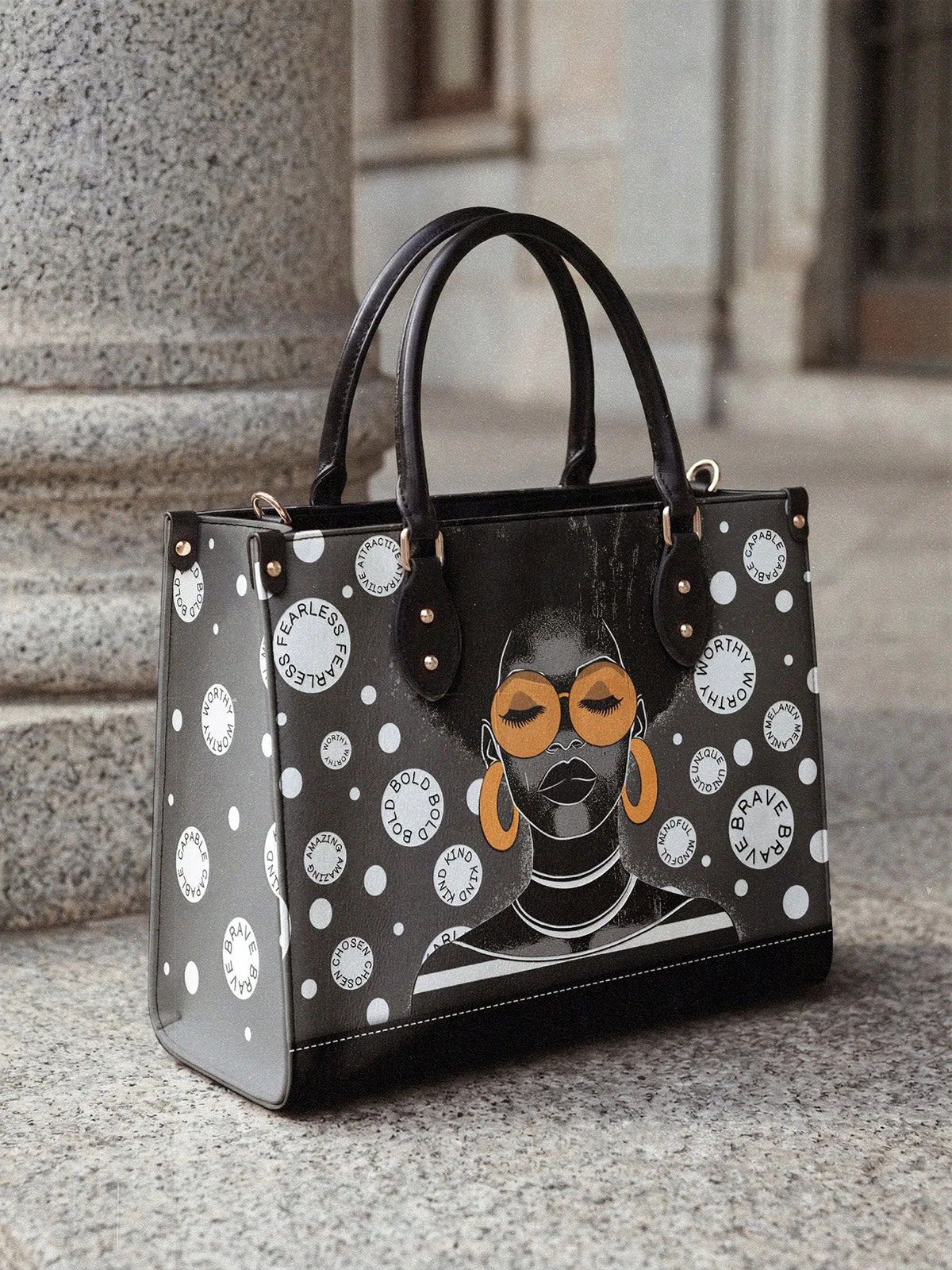 Afroyla "Fahari" Monochrome Leather Handbag