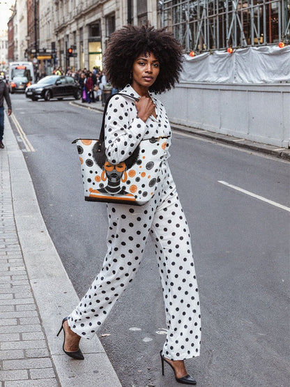 Afroyla "Fahari" Marshmallow Citrus Leather Tote Bag