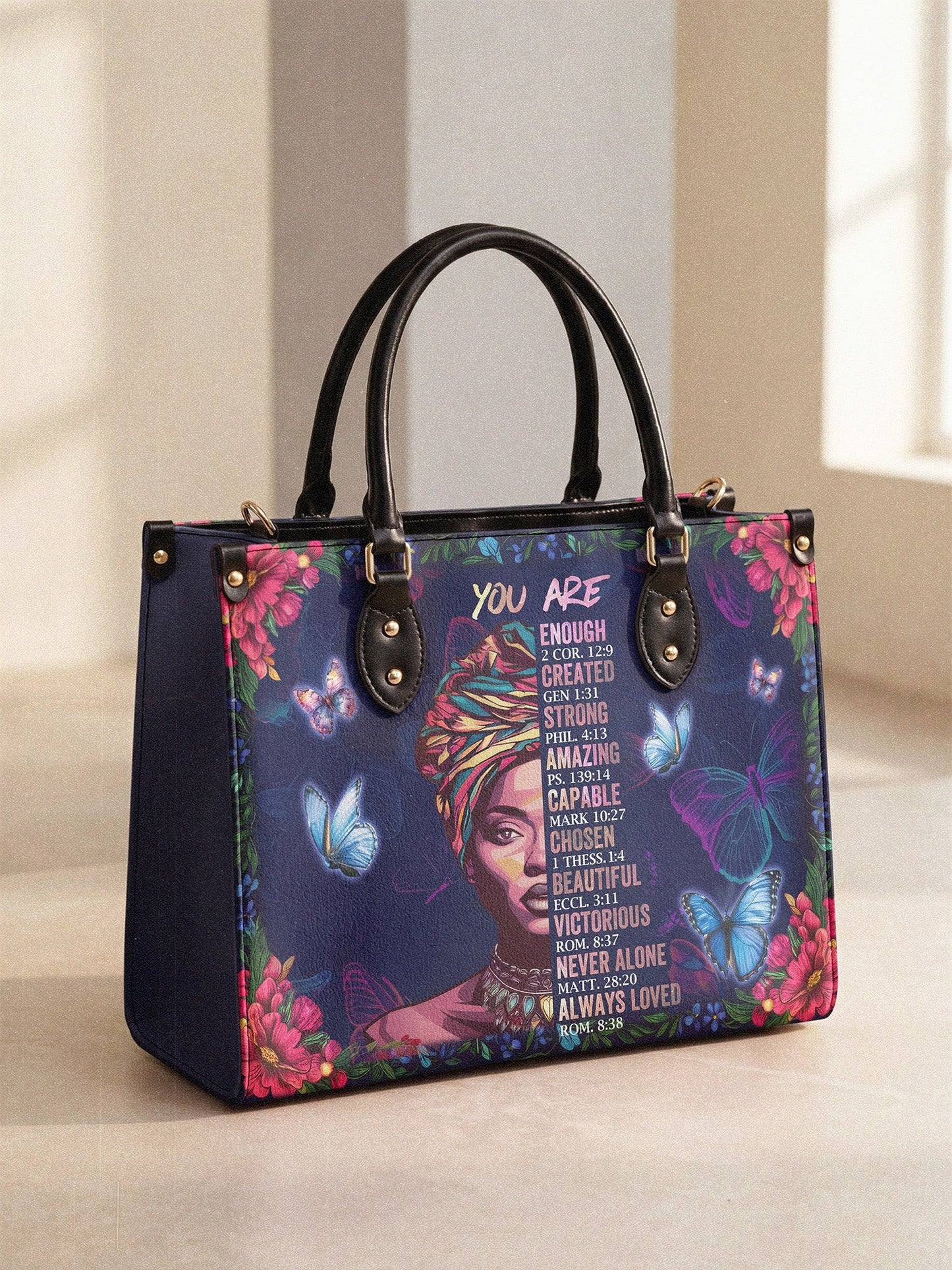Afroyla "Imani" Blue Orchid Leather Handbag