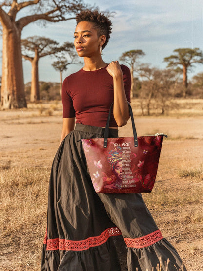 Afroyla "Imani" Pomegranate Red Leather Tote Bag