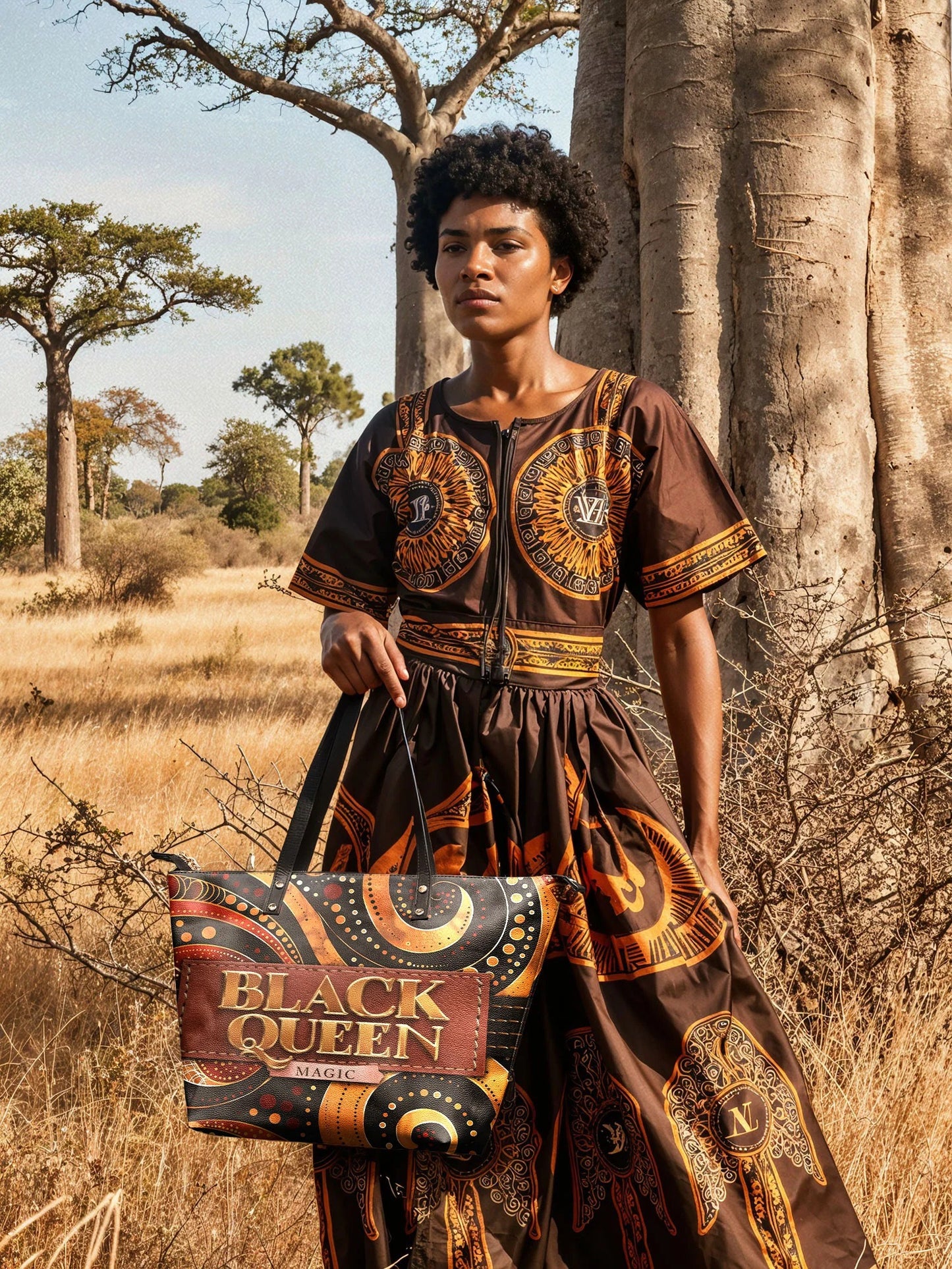 Afroyla "Makeda" Leather Tote Bag