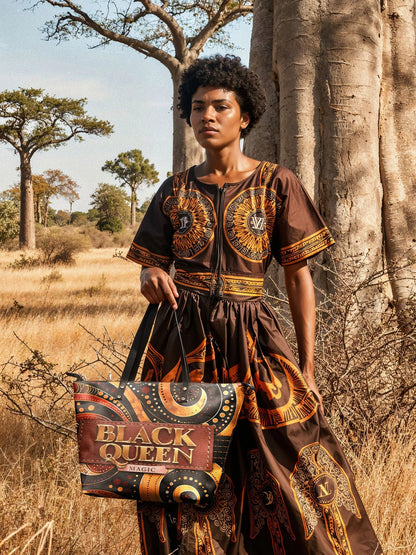 Afroyla "Makeda" Leather Tote Bag
