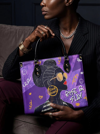 Afroyla "Sanaa" Purple Crayon Leather Handbag