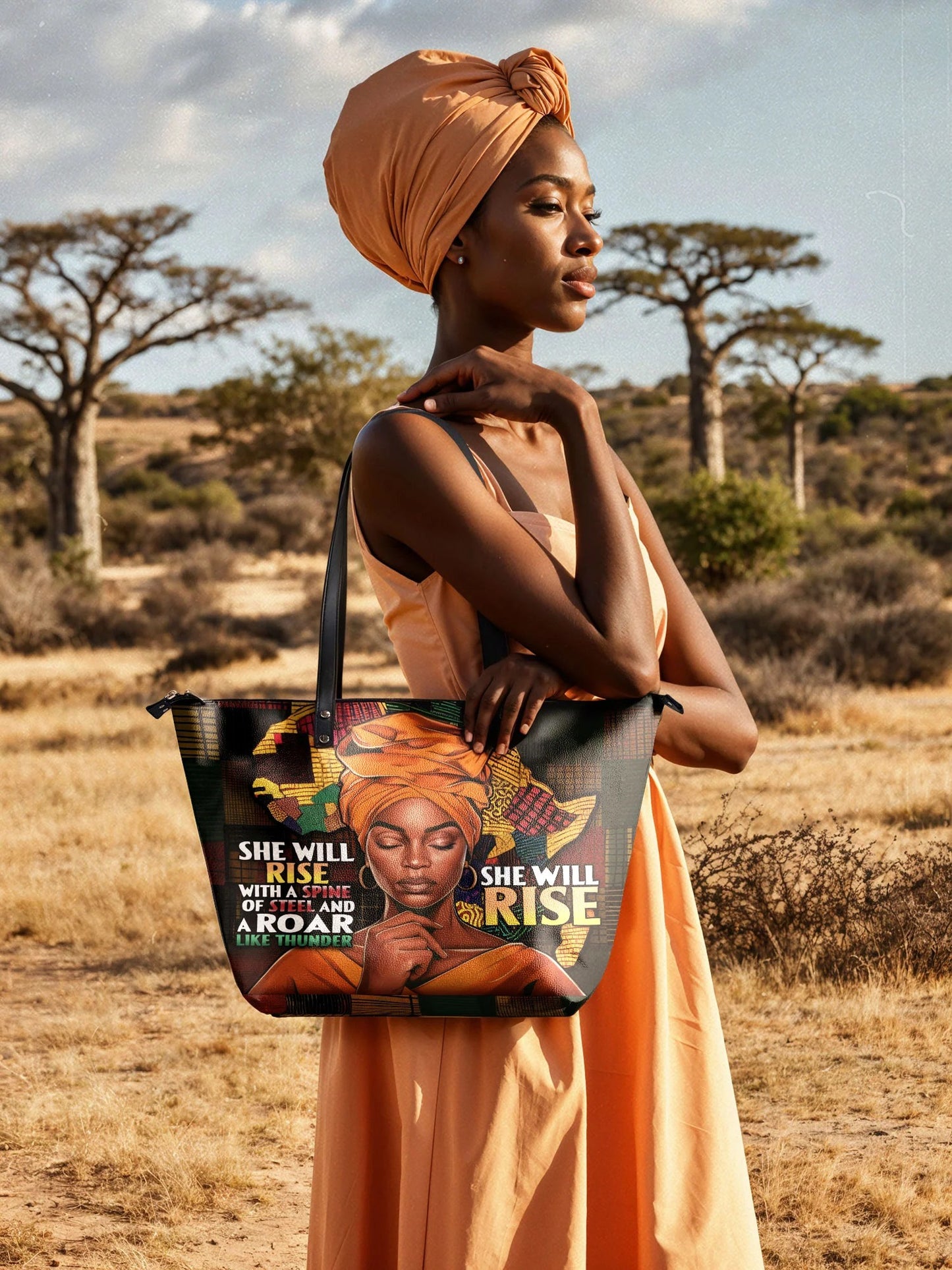 Afroyla "Thundara" Leather Tote Bag