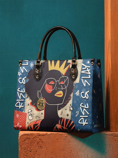 Afroyla "Aina" Blueberry Snow Leather Handbag