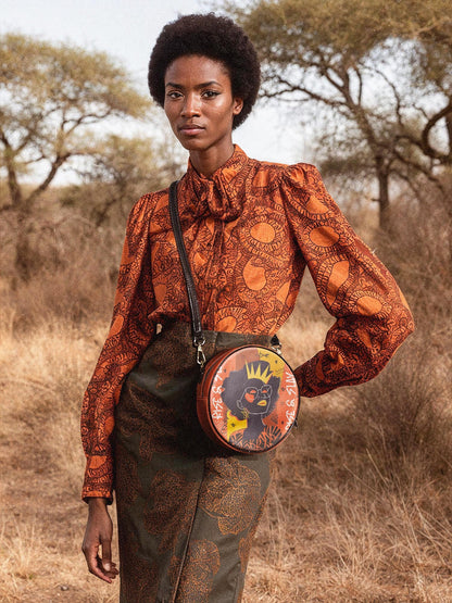 Afroyla "Aina" Orange Sorbet Circle Crossbody Bag