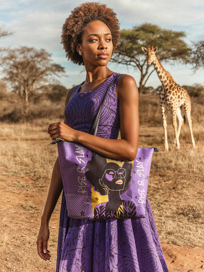 Afroyla "Aina" Grape Soda Leather Tote Bag
