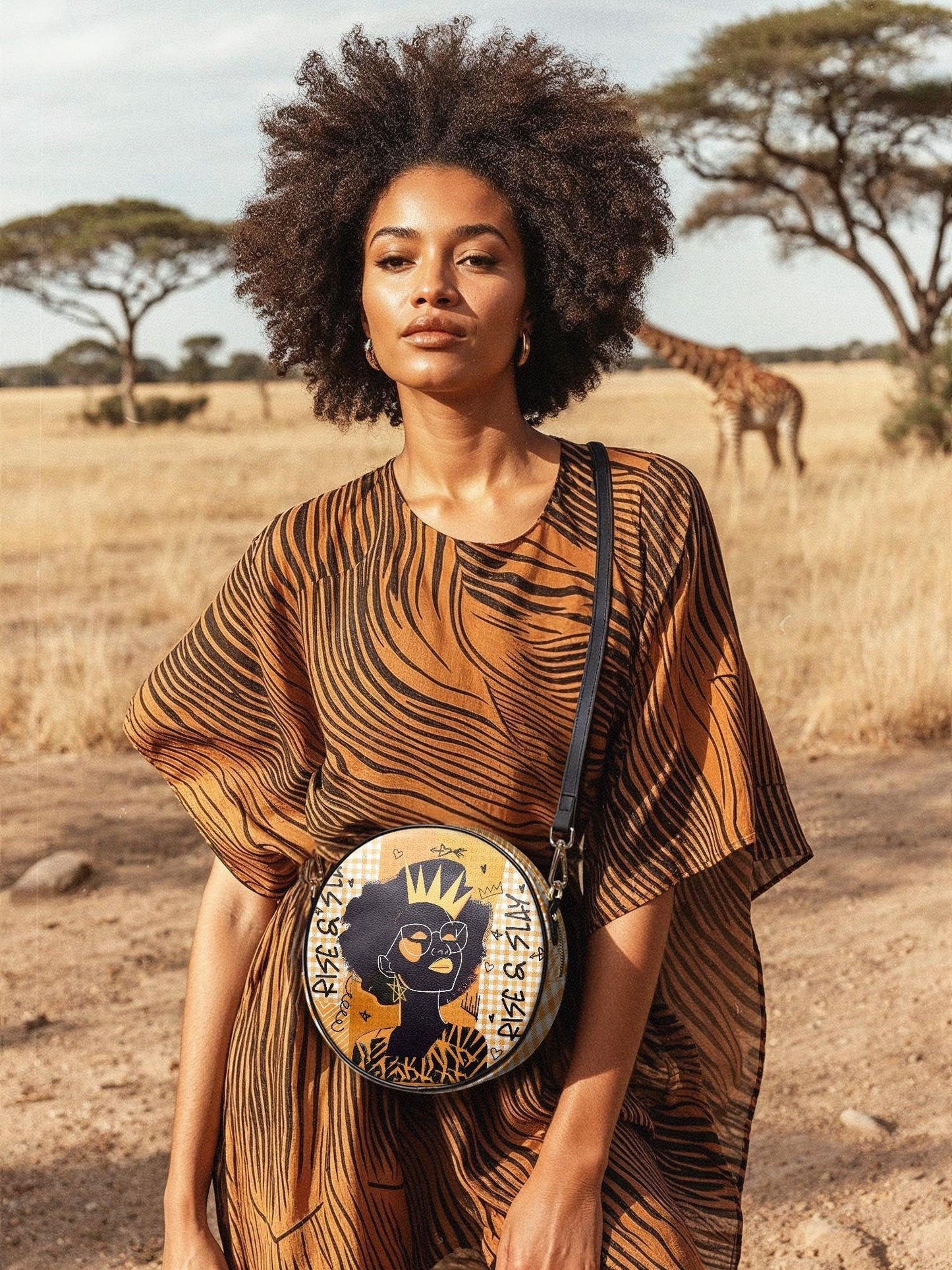 Afroyla "Aina" Honeycomb Circle Crossbody Bag
