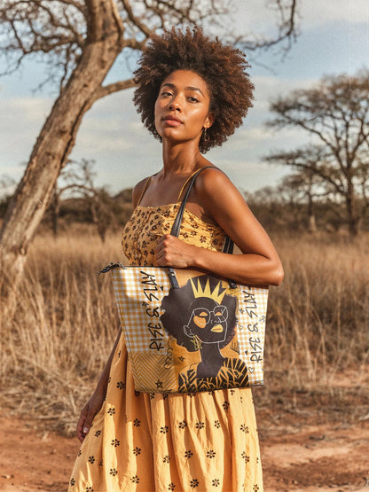 Afroyla "Aina" Honeycomb Leather Tote Bag