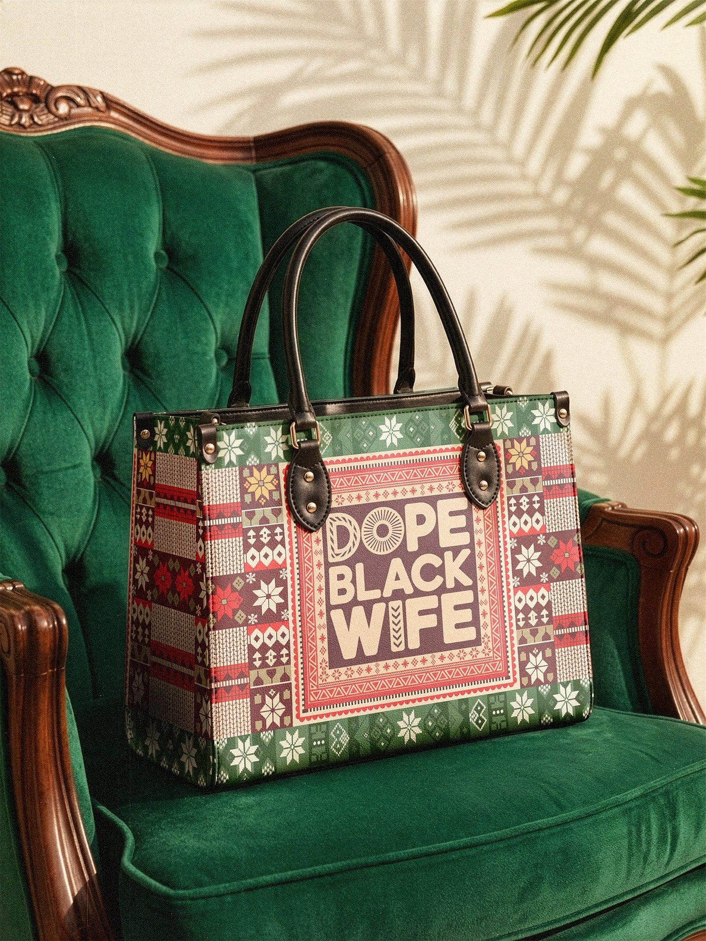 Afroyla "Dope Black Wife" Frosted Pine Leather Handbag