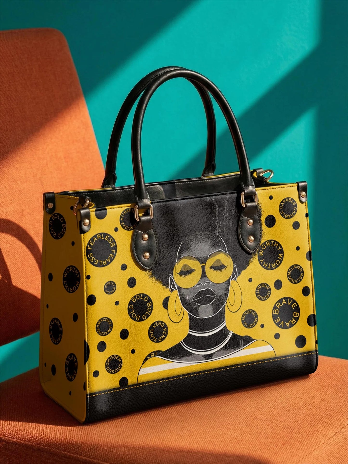 Afroyla "Fahari" Marigold Pop Leather Handbag