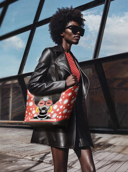 Afroyla "Fahari" Strawberry Pop Leather Tote Bag