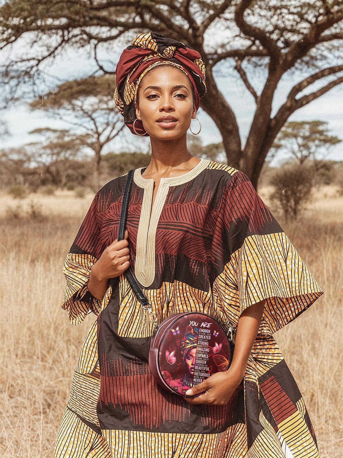 Afroyla "Imani" Pomegranate Red Circle Crossbody Bag