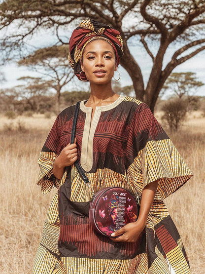 Afroyla "Imani" Pomegranate Red Circle Crossbody Bag