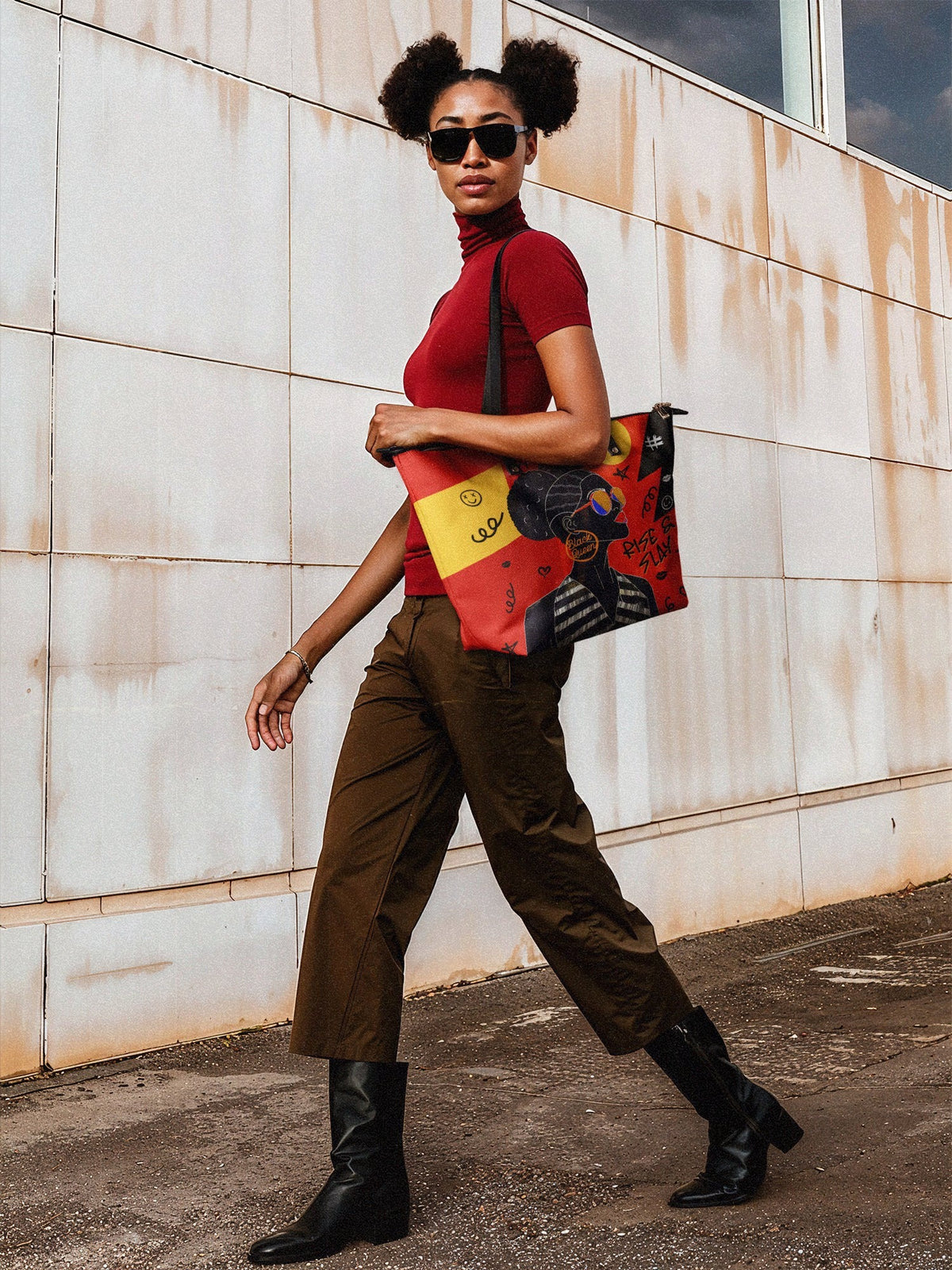 Afroyla "Sanaa" Paprika Leather Tote Bag