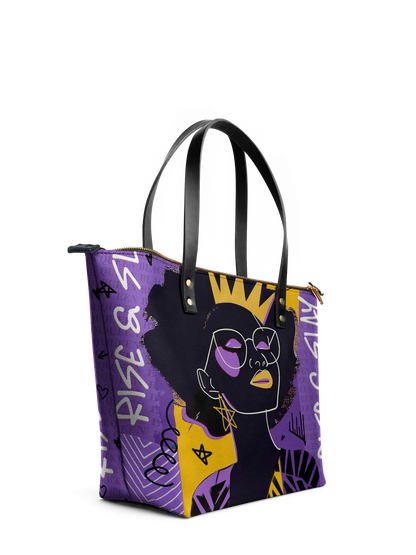 Afroyla "Aina" Grape Soda Leather Tote Bag