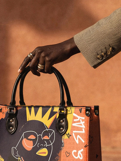 Afroyla "Aina" Orange Sorbet Leather Handbag
