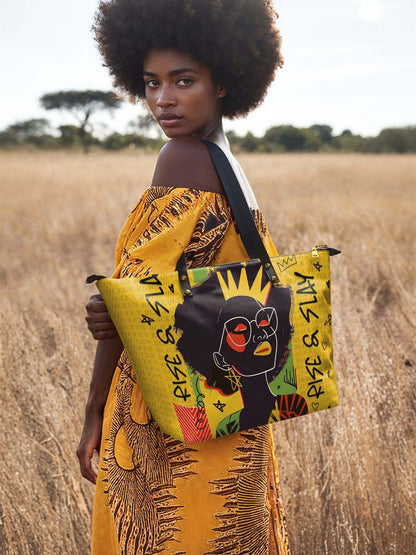 Afroyla "Aina" Lemon Zest Leather Tote Bag