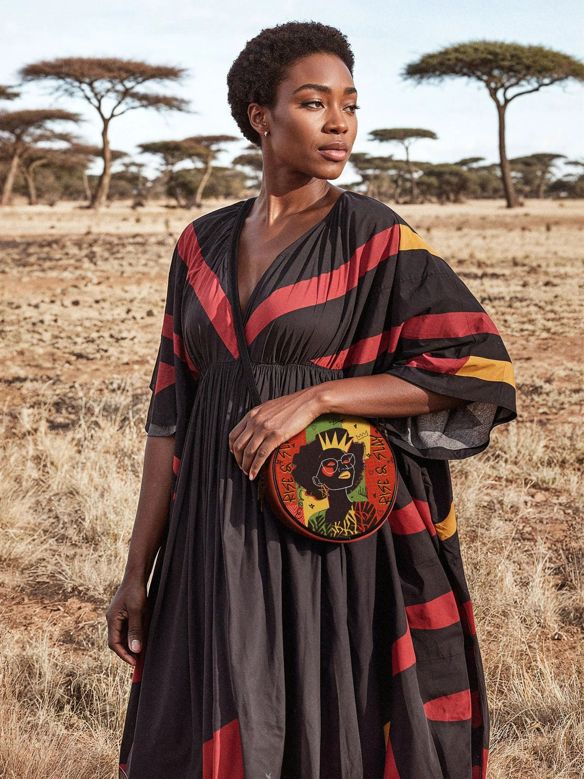 Afroyla "Aina" Flame Red Circle Crossbody Bag