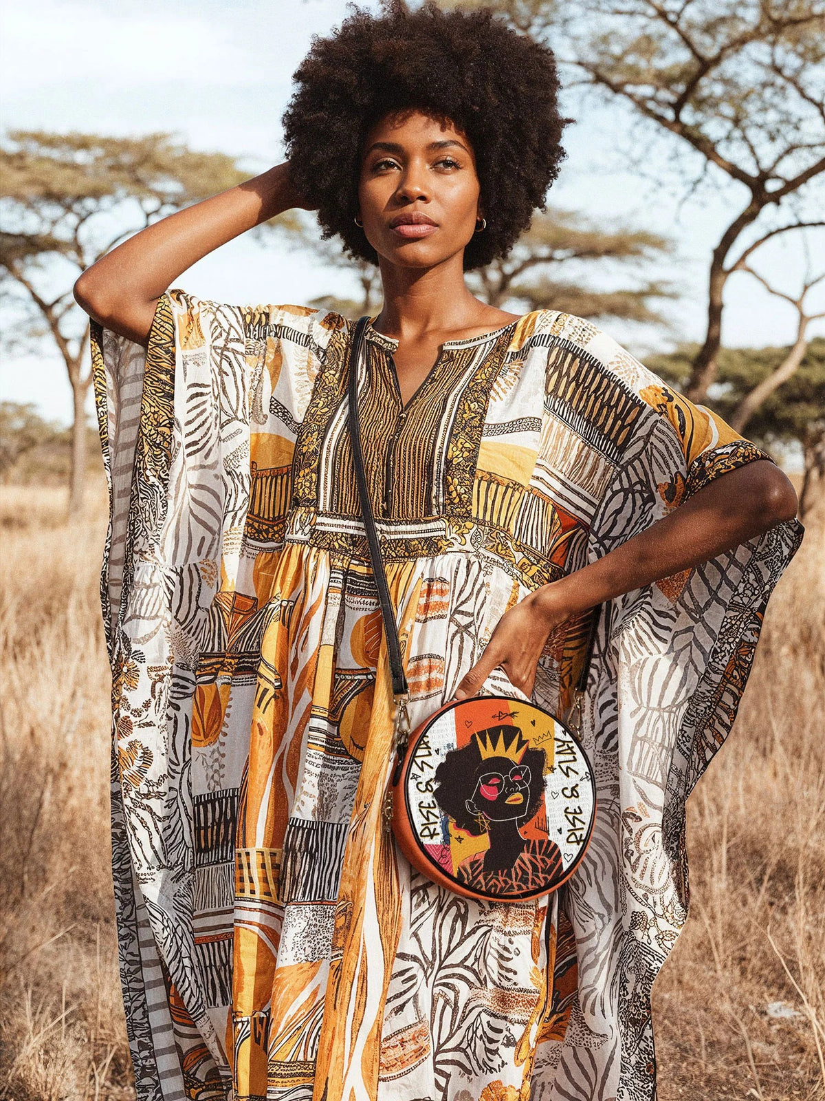 Afroyla "Aina" Coconut White Circle Crossbody Bag