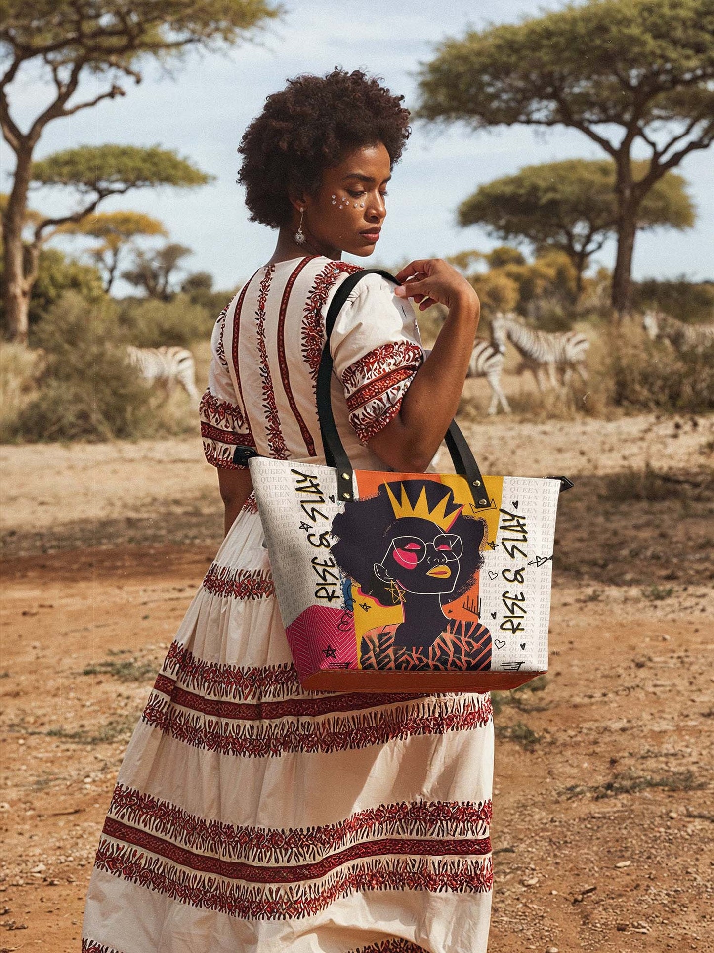 Afroyla "Aina" Coconut White Leather Tote Bag