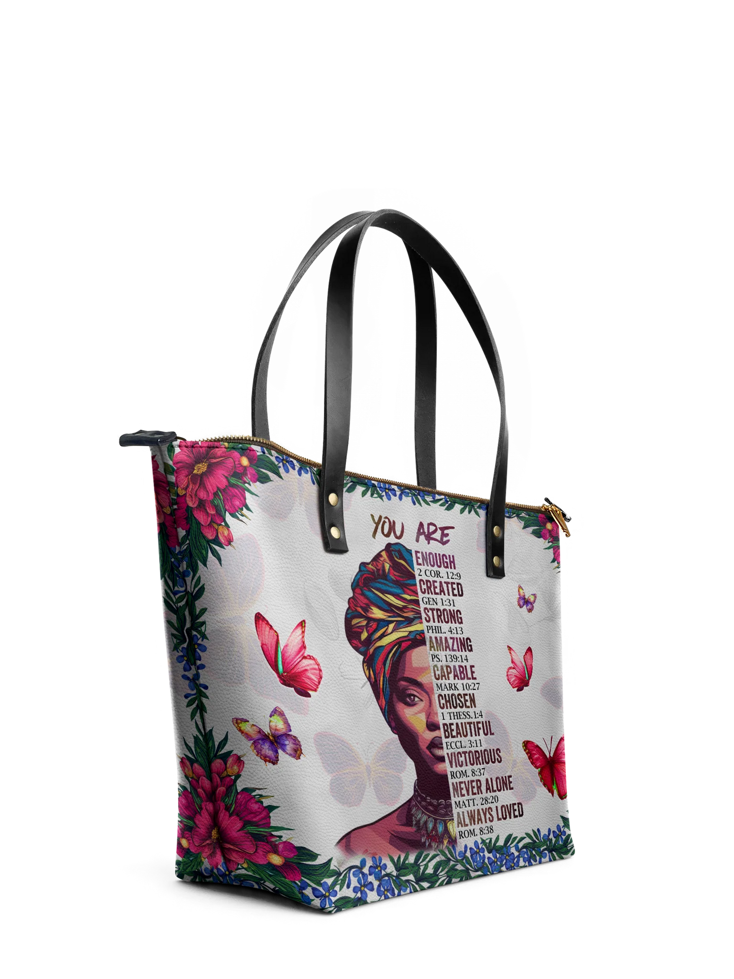 Afroyla "Imani" Dove White Leather Tote Bag