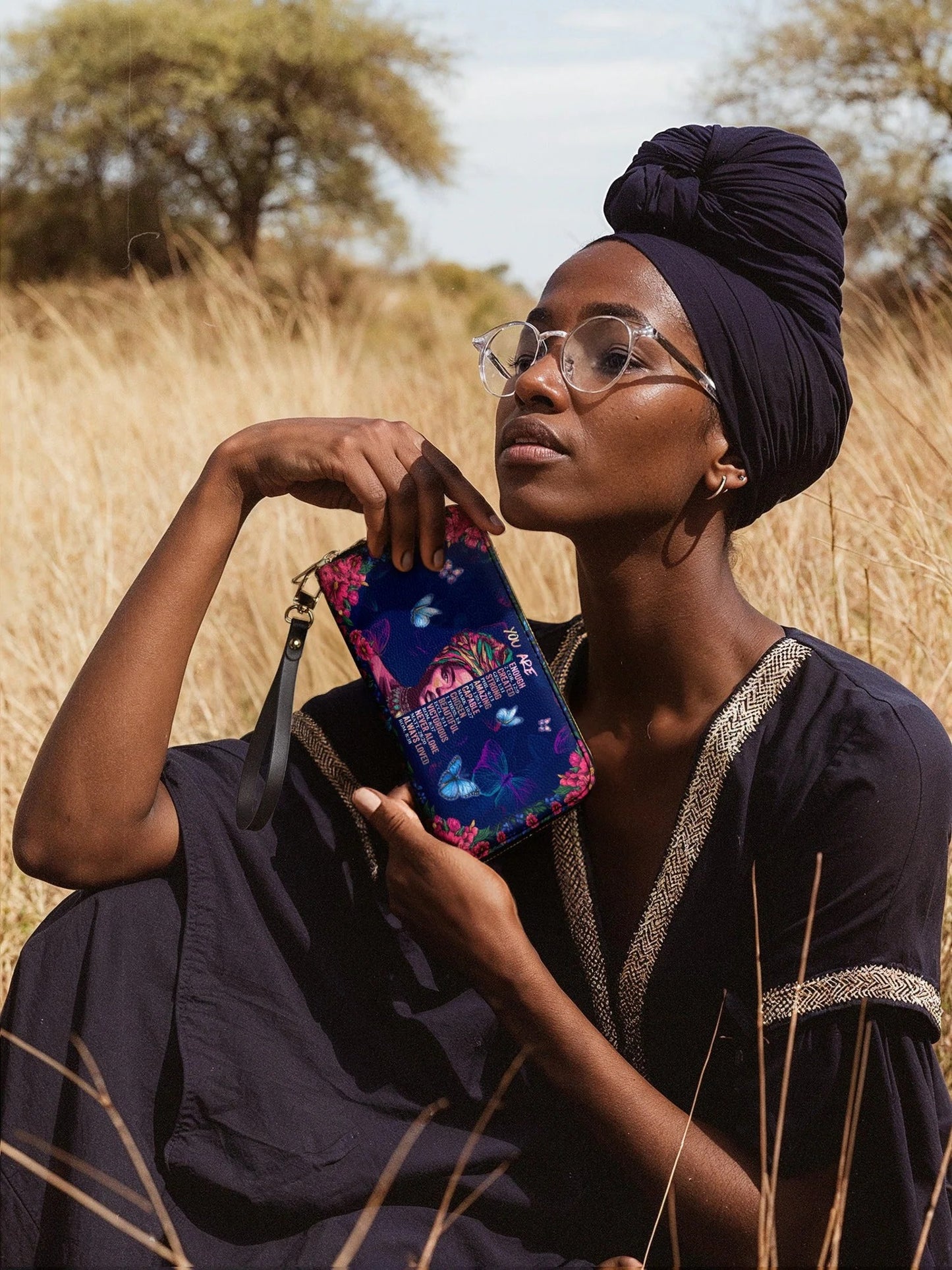 Afroyla "Imani" Blue Orchid Wallet
