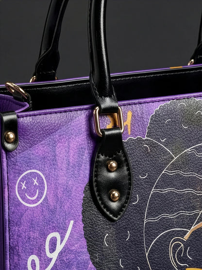 Afroyla "Sanaa" Purple Crayon Leather Handbag