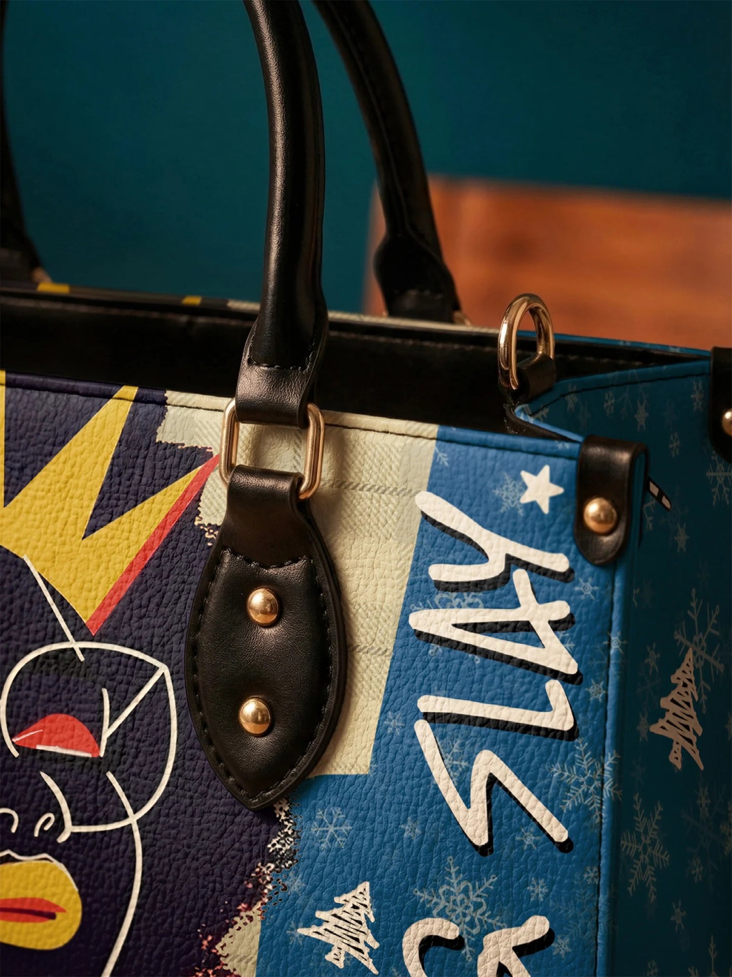 Afroyla "Aina" Blueberry Snow Leather Handbag