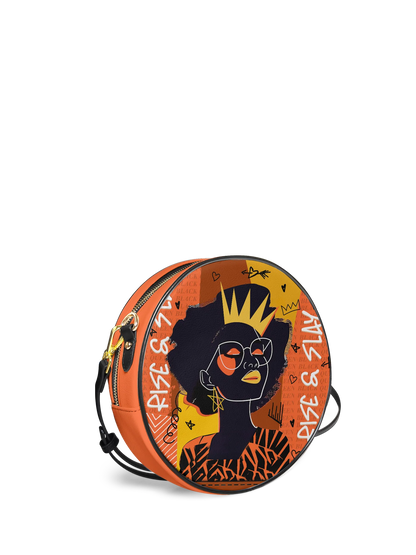 Afroyla "Aina" Orange Sorbet Circle Crossbody Bag