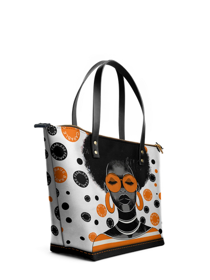 Afroyla "Fahari" Marshmallow Citrus Leather Tote Bag