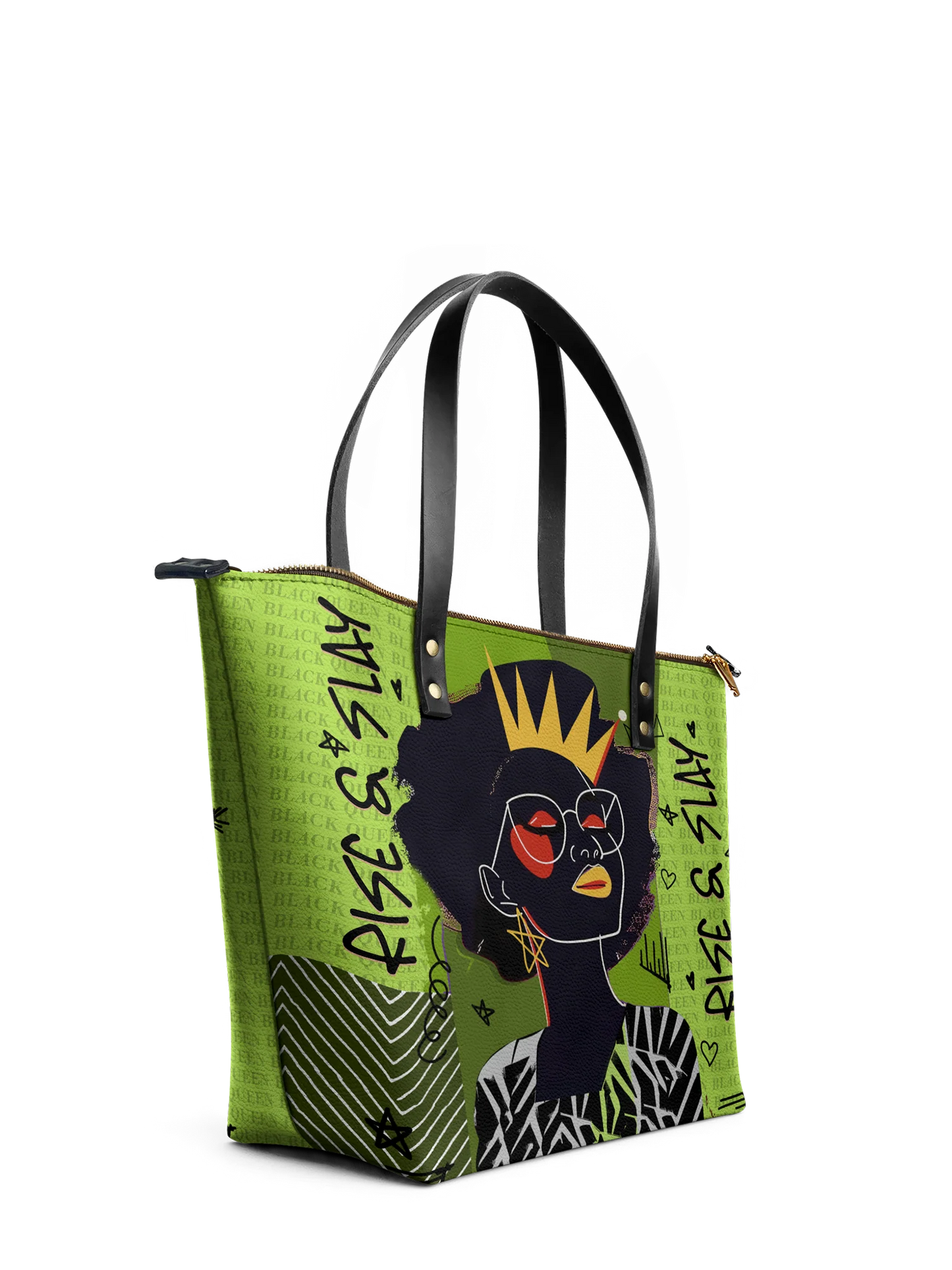 Afroyla "Aina" Lime Pop Leather Tote Bag