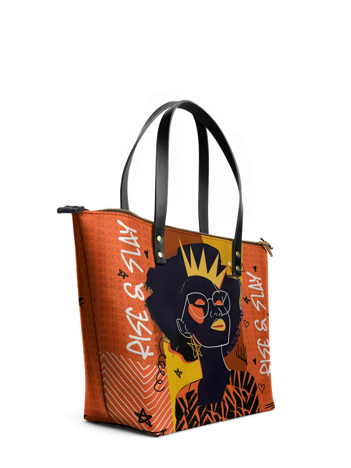 Afroyla "Aina" Orange Sorbet Leather Tote Bag