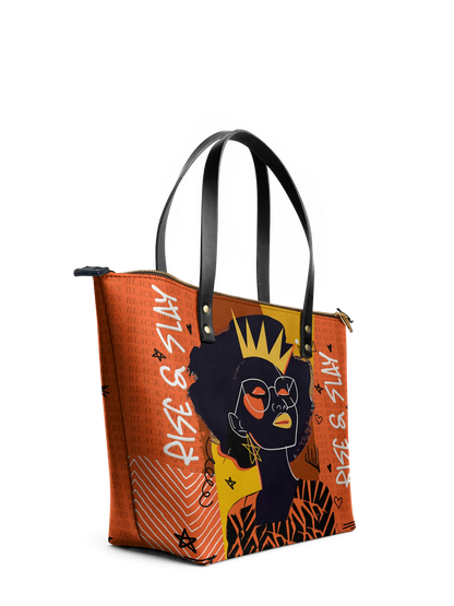 Afroyla "Aina" Orange Sorbet Leather Tote Bag