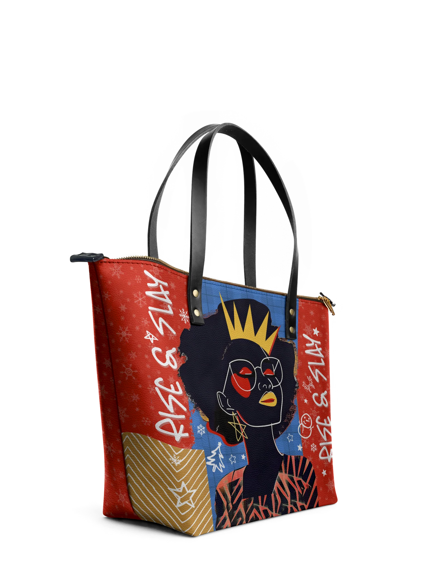 Afroyla "Aina" Frosted Cherry Leather Tote Bag