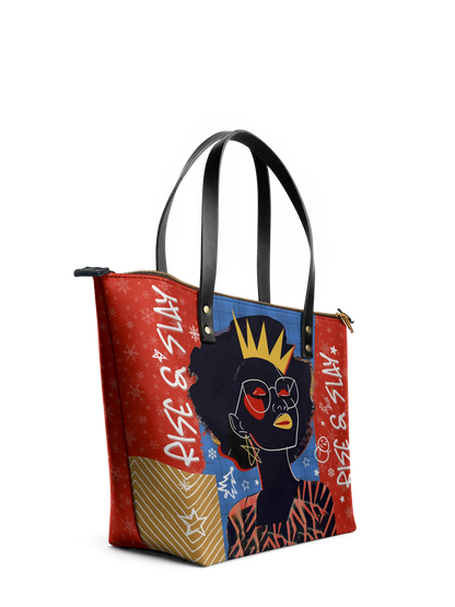Afroyla "Aina" Frosted Cherry Leather Tote Bag