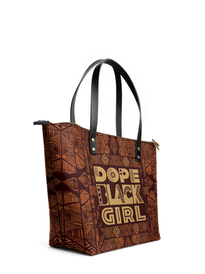 Afroyla "Dope Black Girl" Leather Tote Bag