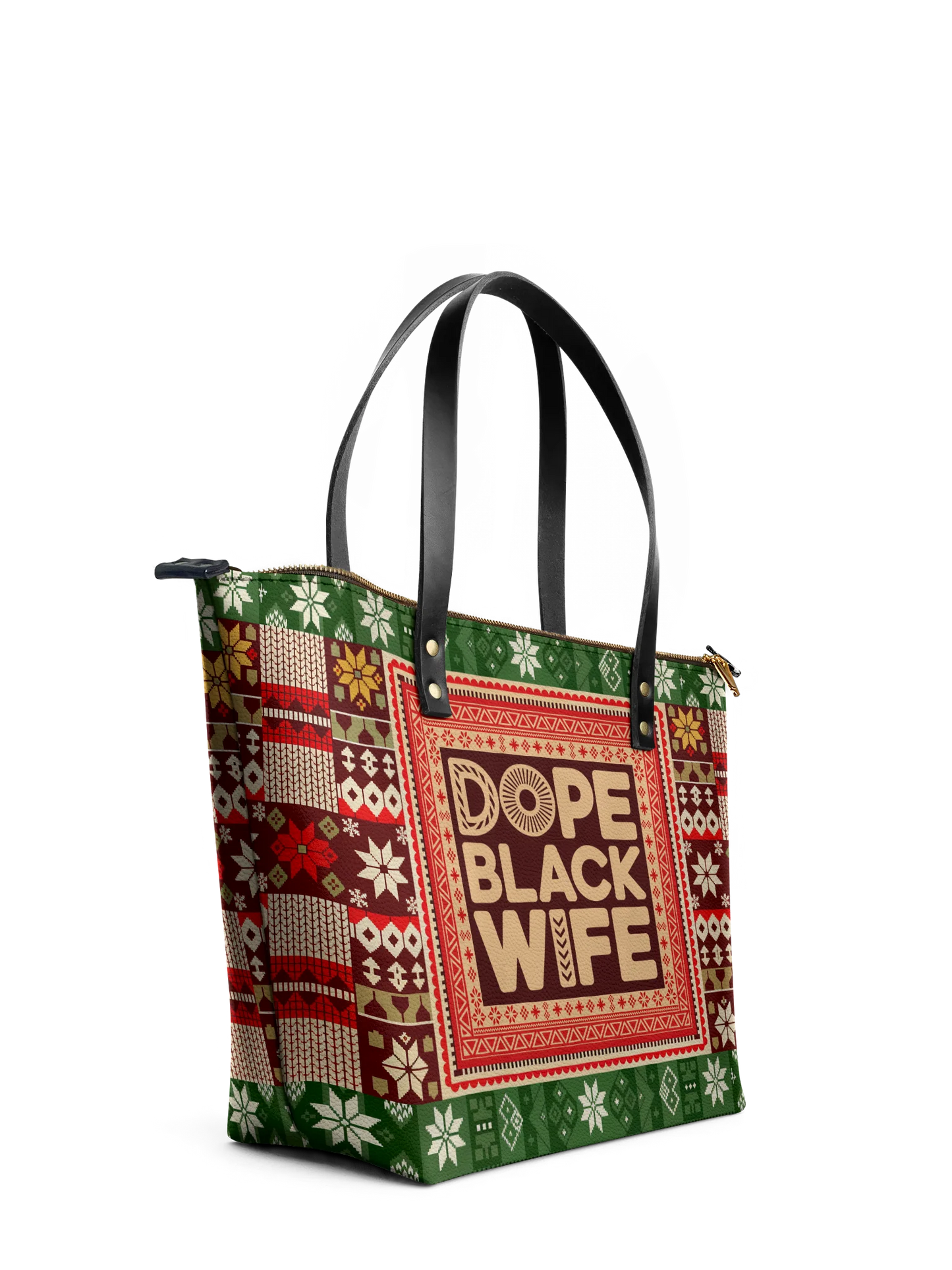 Afroyla "Dope Black Wife" Frosted Pine Leather Tote Bag