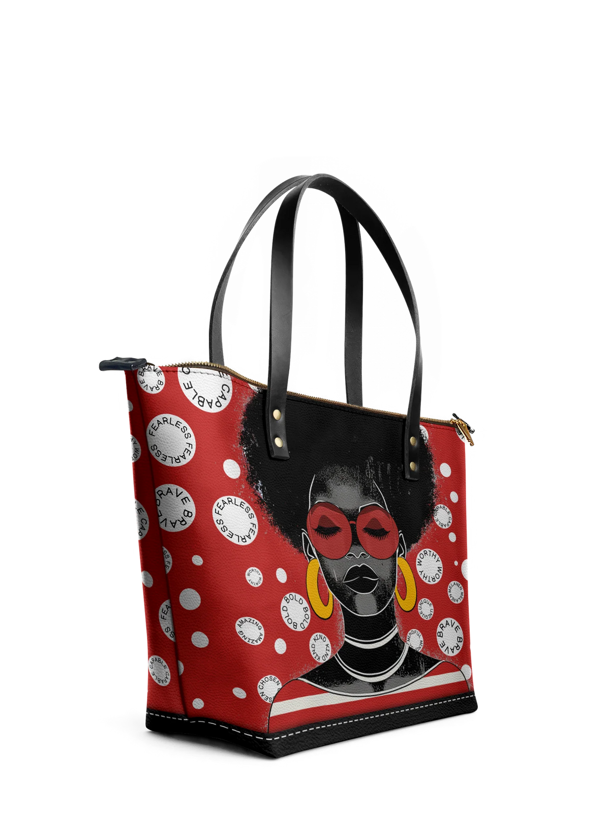 Afroyla "Fahari" Strawberry Pop Leather Tote Bag