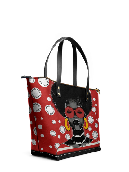 Afroyla "Fahari" Strawberry Pop Leather Tote Bag