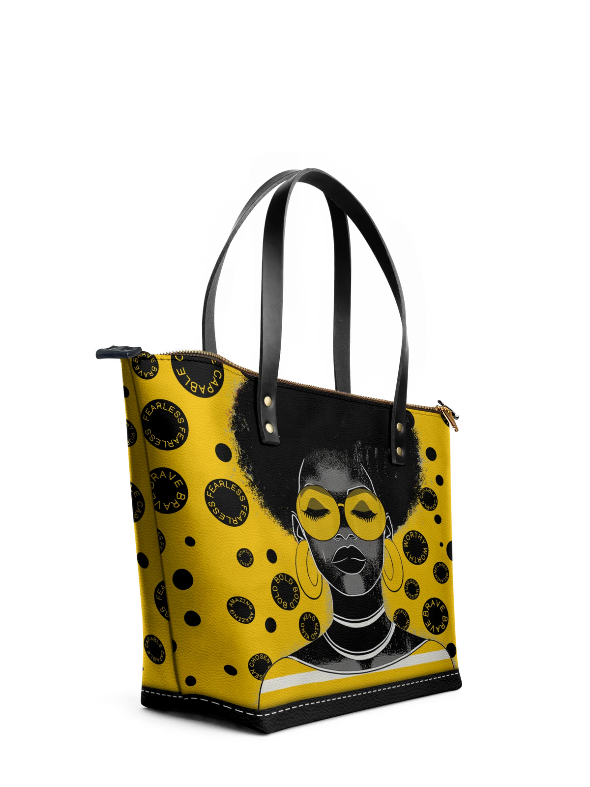 Afroyla "Fahari" Marigold Pop Leather Tote Bag