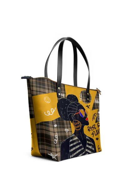 Afroyla "Sanaa" Cornbread Leather Tote Bag