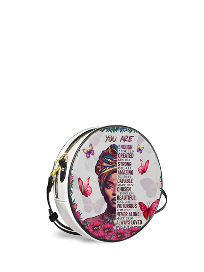 Afroyla "Imani" Dove White Circle Crossbody Bag