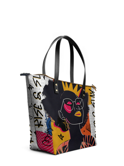 Afroyla "Aina" Coconut White Leather Tote Bag