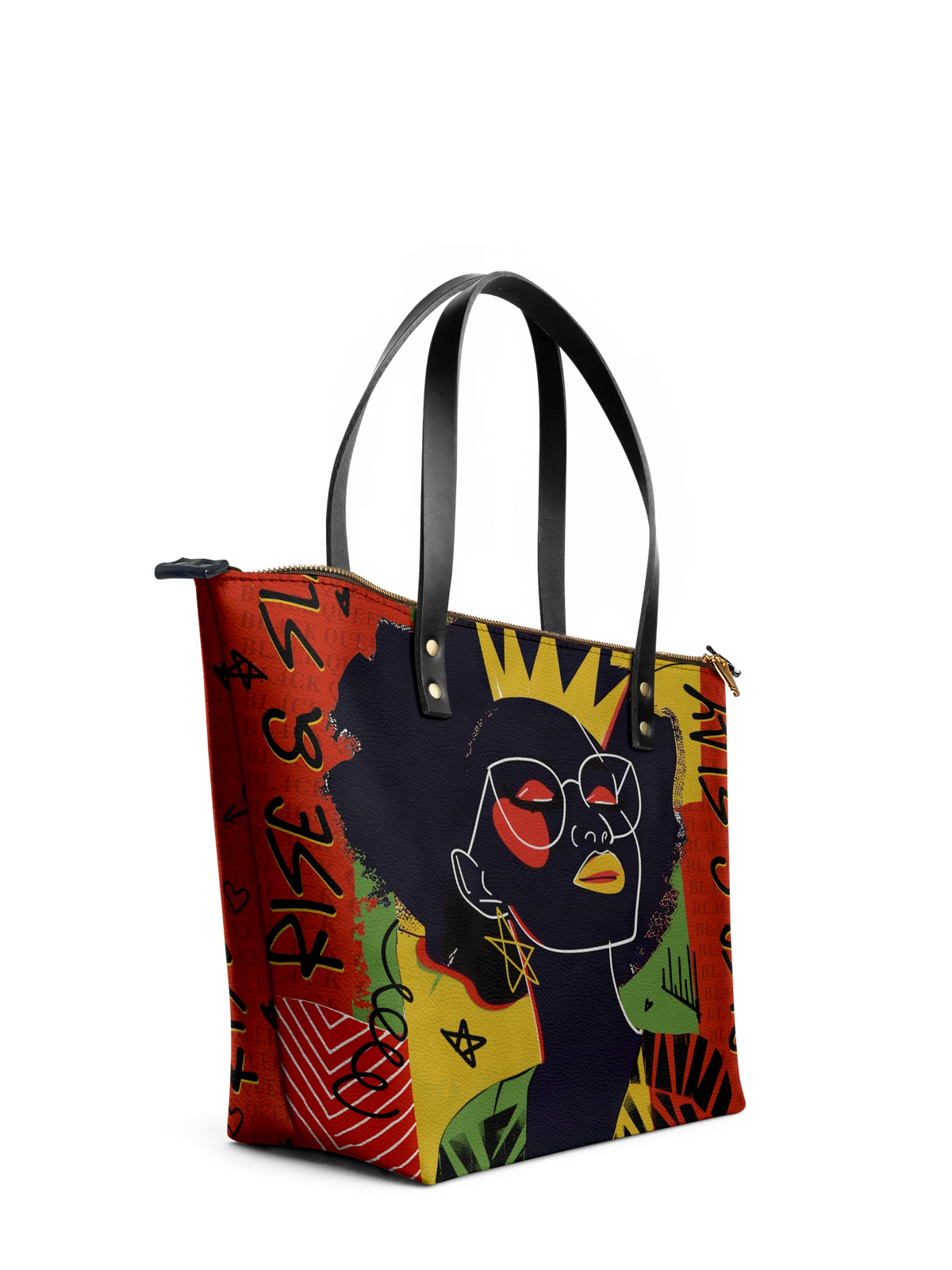 Afroyla "Aina" Flame Red Leather Tote Bag