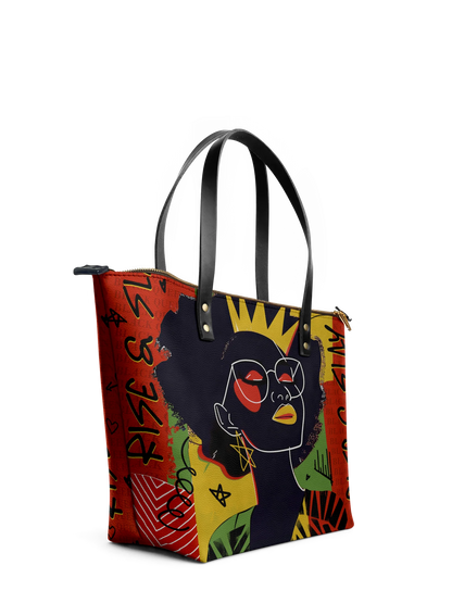 Afroyla "Aina" Flame Red Leather Tote Bag