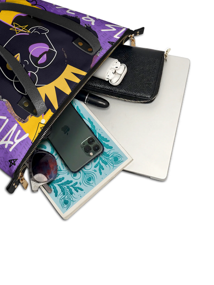 Afroyla "Aina" Grape Soda Leather Tote Bag